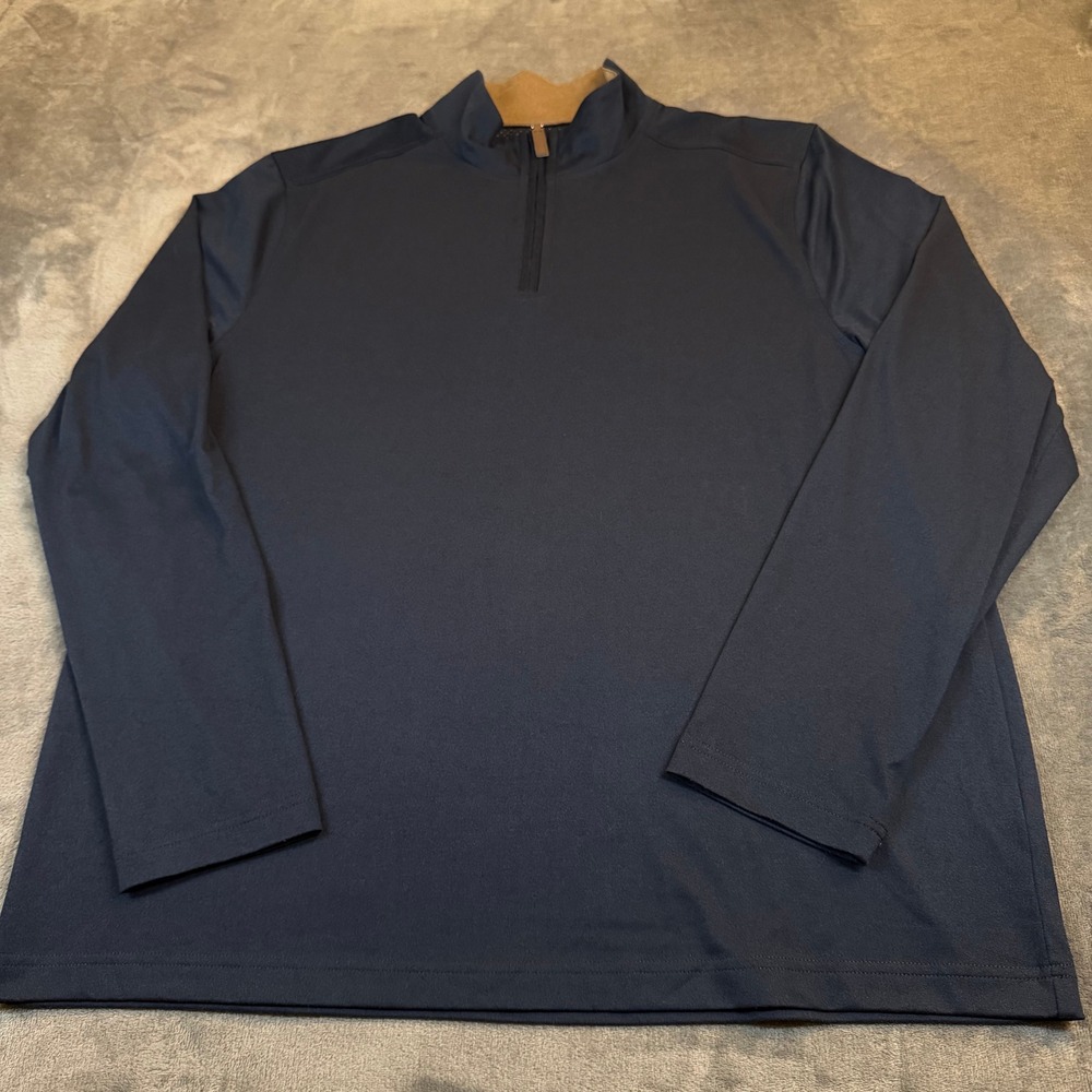 Age of Wisdom Quarter Zip Pullover Mens Extra Large Navy Blue Stretch Sweater